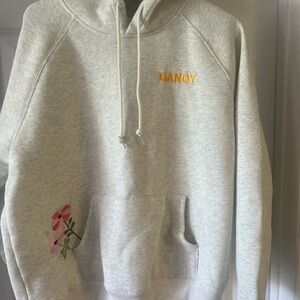 Gray Women's Hoodie with Floral Detail